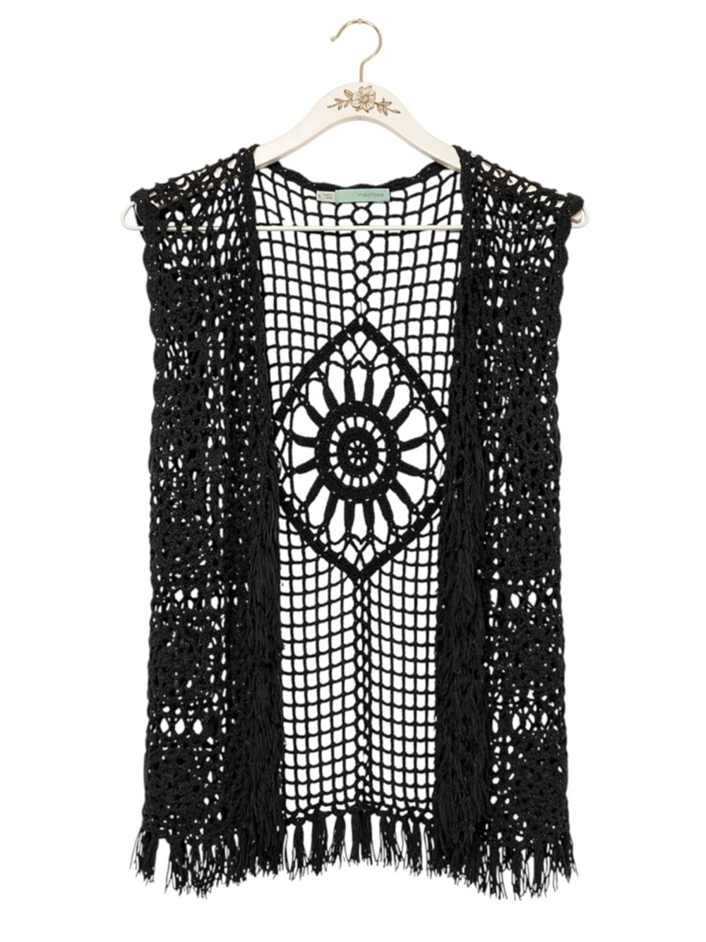 Womens Open Knit Crochet‎ Open Front Cardigan L Whimsigoth Dark Cottagecore